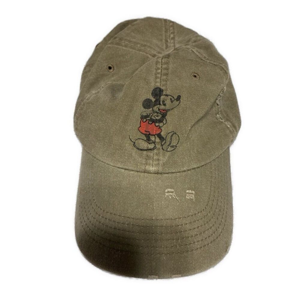 Disney Distressed Mickey Mouse Green Gray Baseball Hat